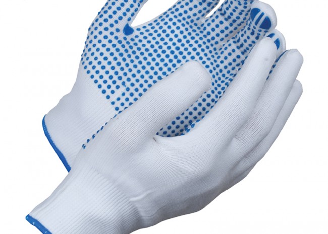 Blue Dot White Grip Glove