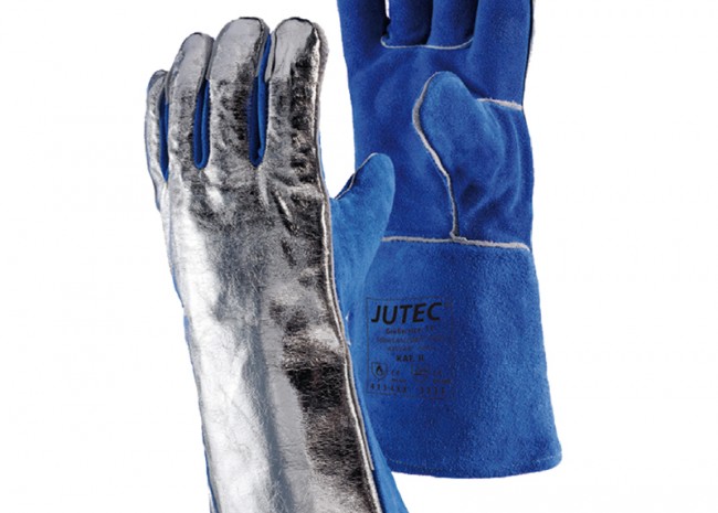JUTEC blue Sebatan leather gloves with aluminised back