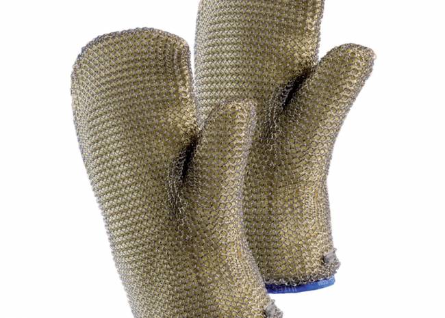JUTEC Mitts made of aramid fabric with chain mail cover