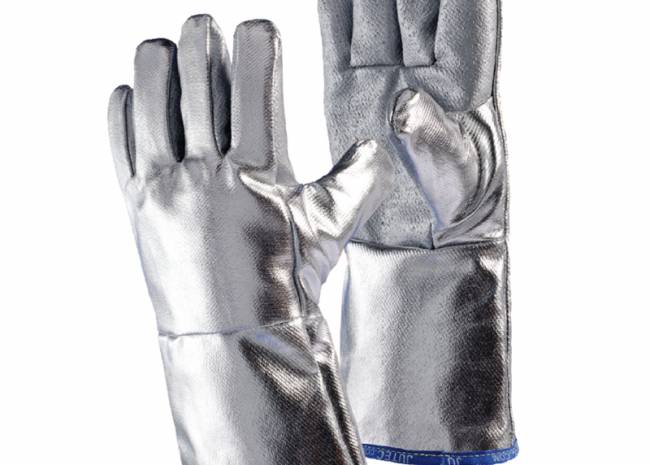 JUTEC Gloves made of fibre-glass fabric with silicone coating with aluminised back