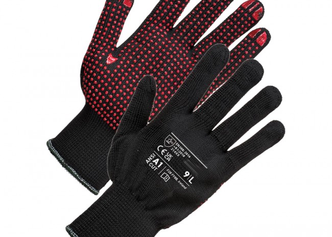Red Dot Black Grip Glove Image